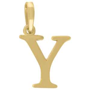 925 Sterling Silver Yellow-tone Unisex Plain Initial Alphabet Y Charm Pendant