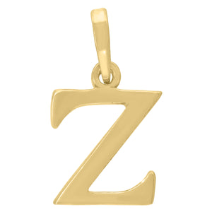925 Sterling Silver Yellow-tone Unisex Plain Initial Alphabet Z Charm Pendant