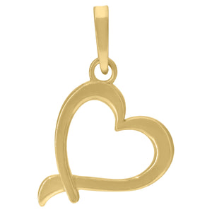 925 Sterling Silver Yellow-Tone Womens Heart Charm Pendant