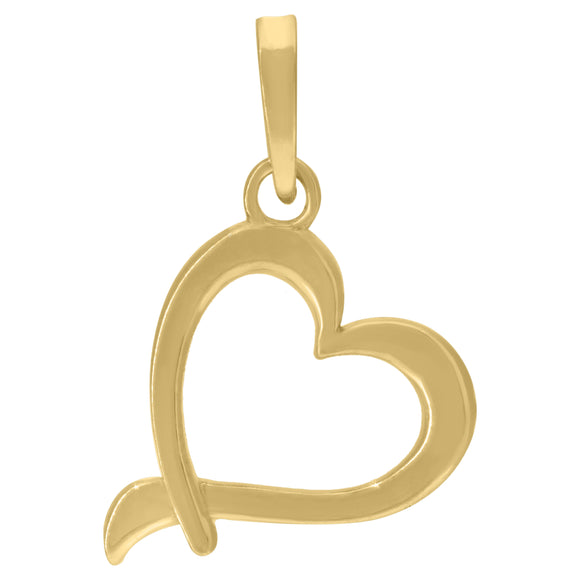 925 Sterling Silver Yellow-Tone Womens Heart Charm Pendant