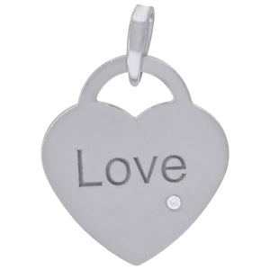 925 Sterling Silver Womens Cubic-Zirconia Love Heart Disc Charm Pendant