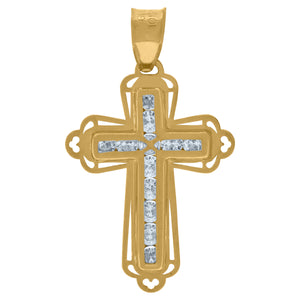 10kt Yellow Gold Cubic-zirconia Unisex Cross Religious Charm Pendant