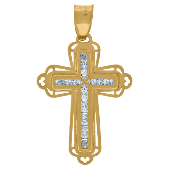 10kt Yellow Gold Cubic-zirconia Unisex Cross Religious Charm Pendant