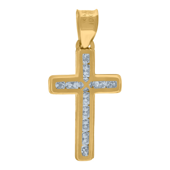 10kt Yellow Gold Cubic-zirconia Unisex Latin Cross Religious Charm Pendant