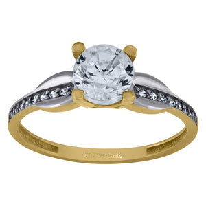 14kt Two-tone Gold Womens Cubic Zirconia Polished Finish Engagement Ring