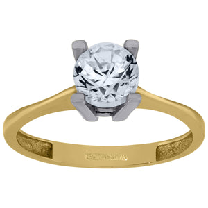 14kt Two-tone Gold Womens Cubic Zirconia Polished Finish Engagement Ring