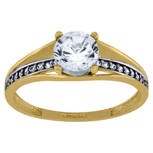 14kt Two-tone Gold Womens Cubic Zirconia Polished Finish Engagement Ring
