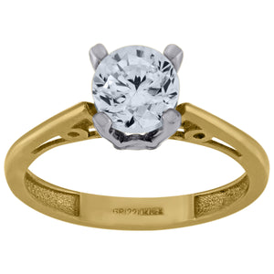 14kt Two-tone Gold Womens Cubic Zirconia Polished Finish Engagement Ring
