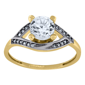 14kt Two-tone Gold Womens Cubic Zirconia Polished Finish Engagement Ring