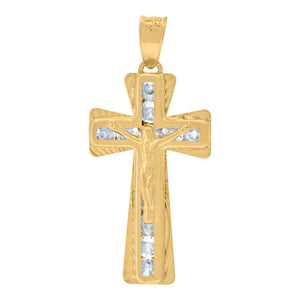 14kt Yellow Gold Womens Cubic Zirconia Crucifix Cross Religious Charm Pendant