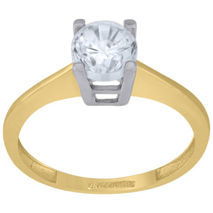 14kt Two-tone Gold Womens Cubic Zirconia Polished Finish Engagement Ring
