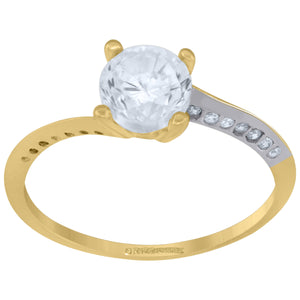 14kt Two-tone Gold Womens Cubic Zirconia Polished Finish Engagement Ring