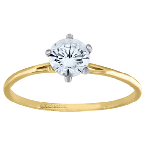14kt Two-tone Gold Womens Cubic Zirconia Polished Finish Engagement Ring