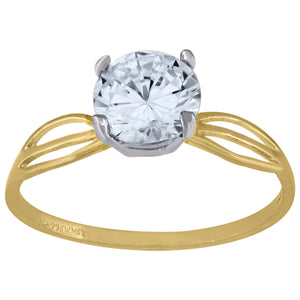 14kt Two-tone Gold Womens Cubic Zirconia Polished Finish Engagement Ring