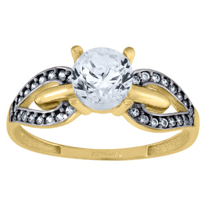 14kt Two-tone Gold Womens Cubic Zirconia Polished Finish Engagement Ring