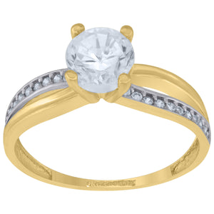 14kt Two-tone Gold Womens Cubic Zirconia Polished Finish Engagement Ring