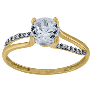 14kt Two-tone Gold Womens Cubic Zirconia Polished Finish Engagement Ring