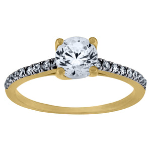 14kt Two-tone Gold Womens Cubic Zirconia Polished Finish Engagement Ring
