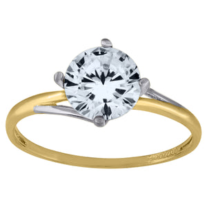 14kt Two-tone Gold Womens Cubic Zirconia Polished Finish Engagement Ring