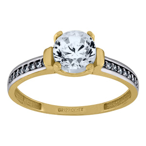 14kt Two-tone Gold Womens Cubic Zirconia Polished Finish Engagement Ring