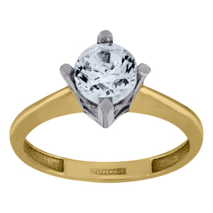 14kt Two-tone Gold Womens Cubic Zirconia Polished Finish Engagement Ring