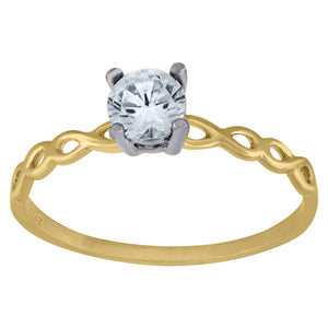 14kt Two-tone Gold Womens Cubic Zirconia Twisted Engagement Ring