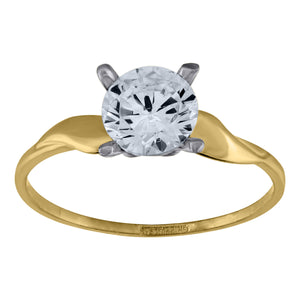 14kt Two-tone Gold Womens Cubic Zirconia Polished Finish Engagement Ring