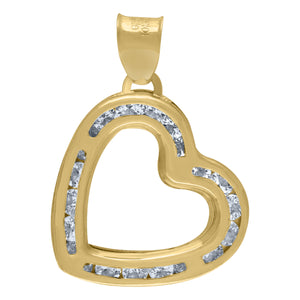 14kt Yellow Gold Womens Cubic Zirconia Open Heart Love Charm Pendant
