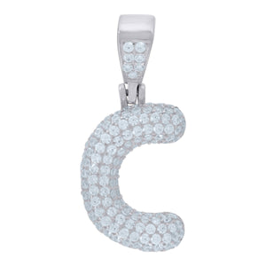 925 Sterling Silver Unisex CZ Initial Alphabet C Charm Pendant