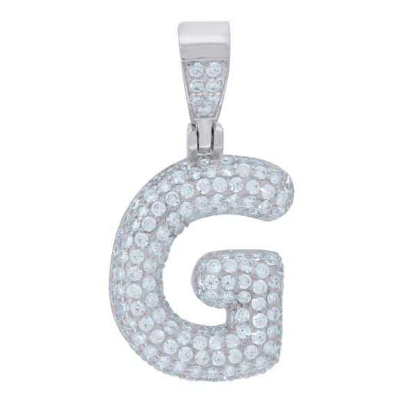 925 Sterling Silver Unisex CZ Initial Alphabet G Charm Pendant