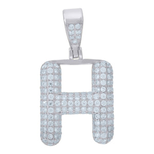 925 Sterling Silver Unisex CZ Initial Alphabet H Charm Pendant