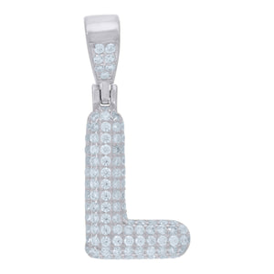 925 Sterling Silver Unisex CZ Initial Alphabet L Charm Pendant