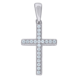 925 Sterling Silver Womens Cubic-Zirconia Cross Religious Charm Pendant