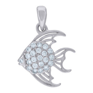 925 Sterling Silver Womens Cubic-Zirconia Fish Animal Charm Pendant