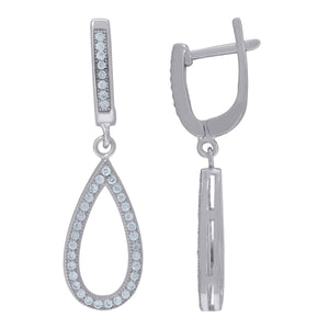 925 Sterling Silver Womens Cubic Zirconia Tear Drop Dangle Earrings