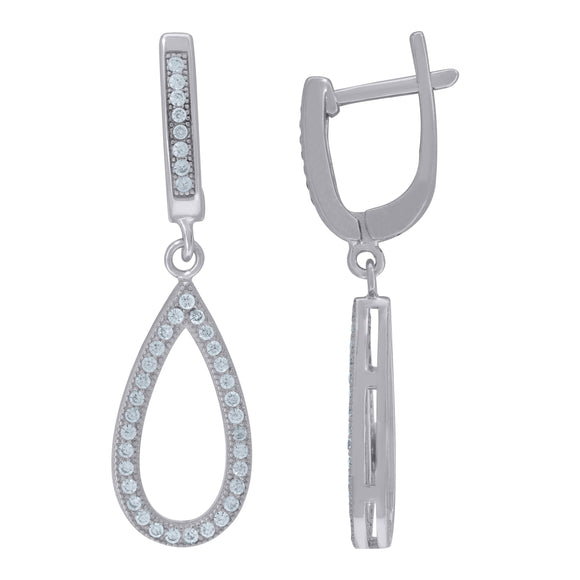 925 Sterling Silver Womens Cubic Zirconia Tear Drop Dangle Earrings