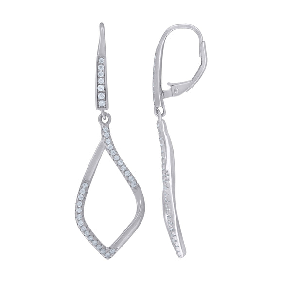 925 Sterling Silver Womens Cubic Zirconia Tear Drop Dangle Earrings
