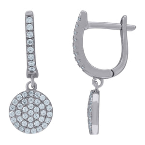925 Sterling Silver Womens Cubic Zirconia Round Dangle Earrings