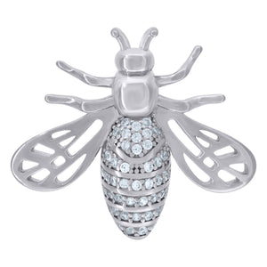 925 Sterling Silver Mens Cubic Zirconia Bee Charm Pendant