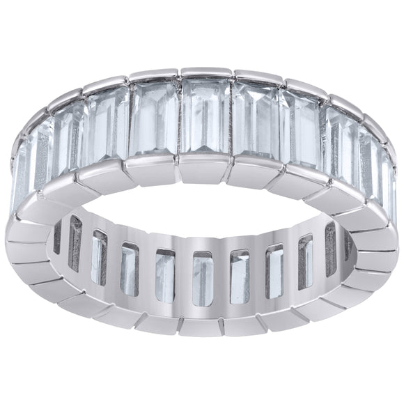 925 Sterling Silver Womens Cubic Zirconia 6mm Stackable Band Ring Size 7