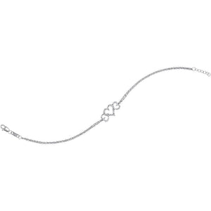 10kt White Gold Womens Round Diamond Triple Heart Chain Bracelet 1/10 Cttw