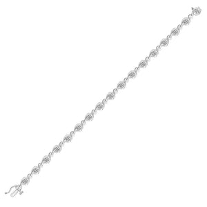 10kt White Gold Womens Round Diamond Cluster Bracelet 1/2 Cttw