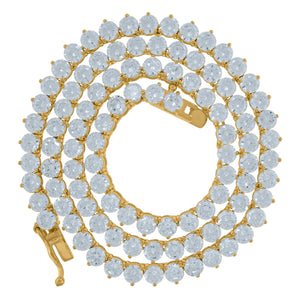 925 Sterling Silver Yellow-Tone Women Cubic Zirconia Tennis 3mm Chain