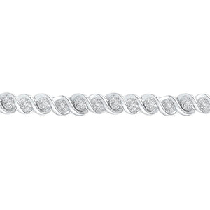 10kt White Gold Womens Round Diamond Tennis Bracelet 1/2 Cttw
