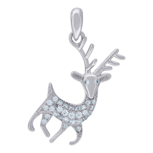 925 Sterling Silver Womens Cubic Zirconia Deer Charm Pendant