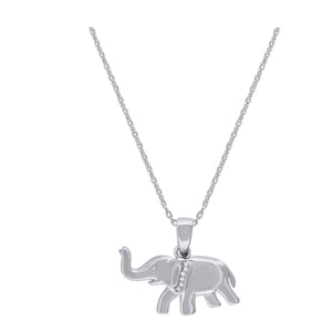 925 Sterling Silver Women Cubic Zirconia Rolo Link Elephant Necklace