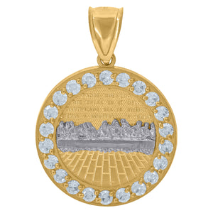 10kt Yellow Gold Unisex Cubic Zirconia Cubic-zirconia Last Supper Religious Round Medal Pendant