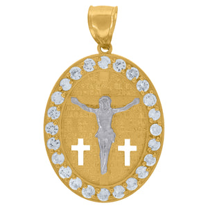 10kt Yellow Gold Unisex Cubic Zirconia Cubic-zirconia Crucifix Religious Charm Pendant