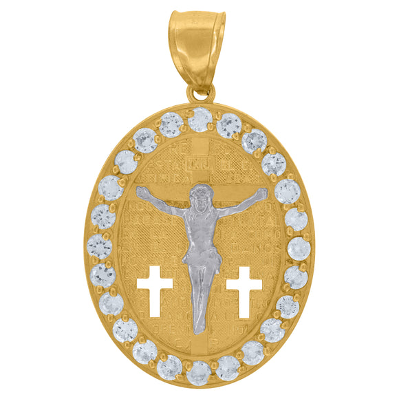 10kt Yellow Gold Unisex Cubic Zirconia Cubic-zirconia Crucifix Religious Charm Pendant