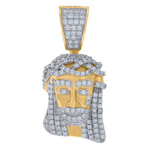 925 Sterling Silver Yellow-tone Mens CZ Jesus Religious Charm Pendant